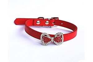 Leather Rhinestone Bow Tie Pet Cat Dog Collar Necklace Jewelry for Small...