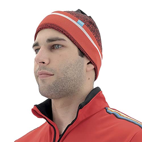 Bonnet bicolore UYN O102184 NATYON unisex noir rouge et blanc