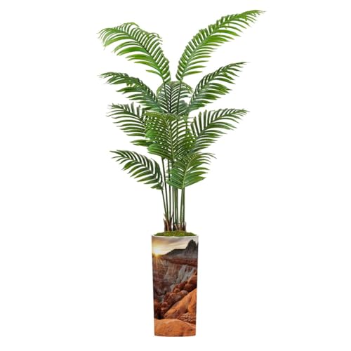 Artificial Palm Tree Indoor with Tall Planter Sunset Landscape at Paria Rimrocks Utah Fake Floor Plant Potted Faux Tropical Palm Plant in Pot Home Decor Outdoor 5.5ft