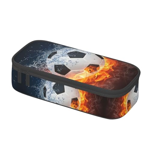 Image of Soccer Ball Cool Sport Pencil Case Big Capacity Storage Pencil Pouch Stationery Bags With Zipper Portable Pen Holder Box Organizer For Boys Girls Teens Student College School Office Supplies