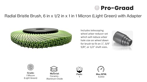 Image of Radial Bristle Brush, 6 in x 1 /2 in x 1 in 1 Micron (Light Green) with Adapter, Type C Curved Bristle (Pack of 1)