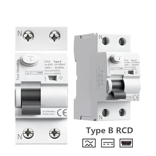 RCD 4P 63A 300mA tipo B disyuntor carril DIN que evita disparos erróneos en red 3