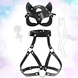 TM-mall Traje de látex Uniforme PVC de imitación de Cuero de una Pieza, Disfraz de Gato para Mujer Traje de Charol de Halloween, Mono de Manga Larga Mono Liso Traje de Gato.