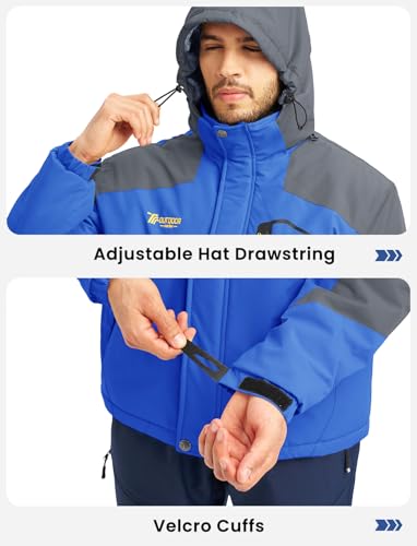 Image of TBMPOY Men's Winter Jackets Skiing Waterproof Snow Thick Fleece Lined Hooded Utility Cold Weather Warm Outdoor Ice Work