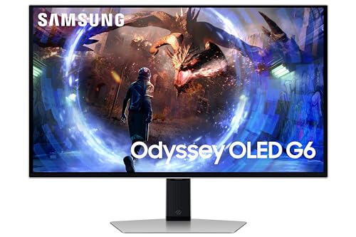 Samsung Monitor do gier Odyssey OLED G6 (S27DG602), płaski 27'', 2560 x 1440 (QHD), 16:9, HDR10+, OLED, 360 Hz, 0,03 ms (GtG), FreeSync Premium Pro, HDMI, USB, DP, HAS, Pivot