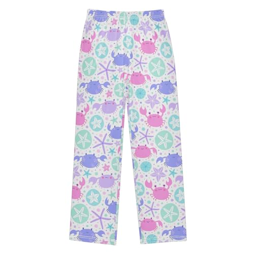 ZZXXB Cartoon Crab Starfish Boys Long Pants Soft Trousers Elastic Waist Kids Lounge Bottoms with Pockets S-XL