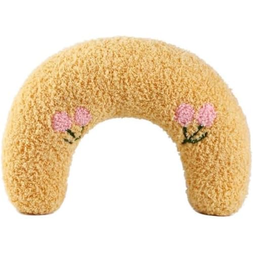 Lekolock 猫のU字型ピロー ファッションでシンプル 首椎を保護し 深い睡眠をサポート ペット用の柔らかく快適な抱き枕 24×20×7cm (イエロー)