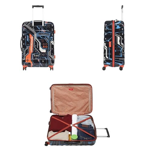 Image of uppercase Cyber Punk (Large) 76Cms|Check-In Inline Trolley Bag For Travel|Polycarbonate Hardshellsided Printed Luggage|Combination Lock|8 Wheel Trolley Bag|Suitcase For Unisex|(Black),H-75.5 cms