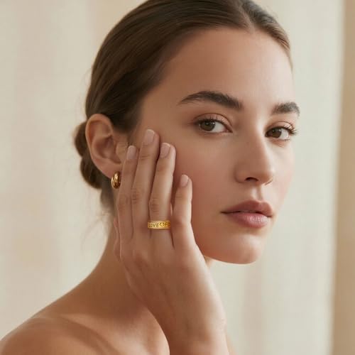 OreilleStar Fidget Anxiety Ring for Women: Stainless Steel Spinner Love Forever Symbol Promise Engagement Wedding Band Ring Gold Silver Black Size 5-102