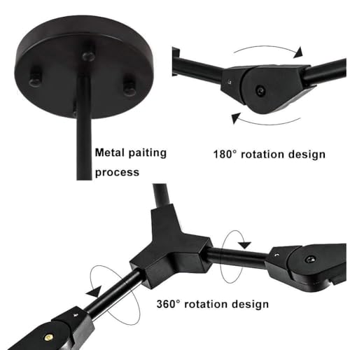 Lustre branches noires réglables pour illuminer grand salon