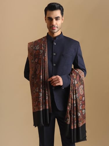Image of Zamour Faux Pashmina Soft Jamawar Woven Jacquard Shawl for Men