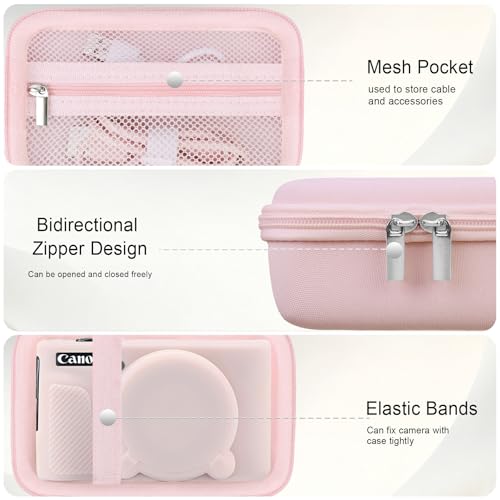 Image of Elonbo Camera Case for Canon PowerShot SX740 / SX730 Digital Camera, Canon SX740 / SX730 HS Hard Carrying Case + Soft Silicone Cover with Removable Lens Cover, Jelly Pink
