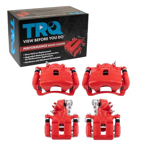 Image of TRQ Performance Front and Rear Brake Caliper Set Coated Brackets Hardware Compatible with 2002-2006 Acura RSX 2004-2005 Honda Civic