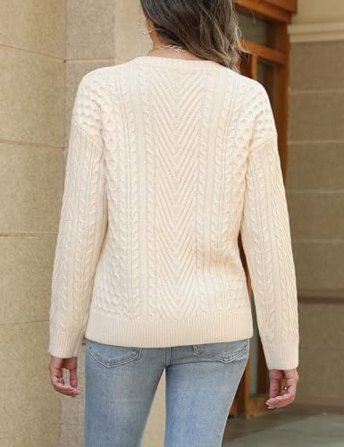 CiCiBird Women’s 2025 Fall Cable Knit Sweater Cute Long Sleeve Pullover Winter Crewneck Jumper Tops2
