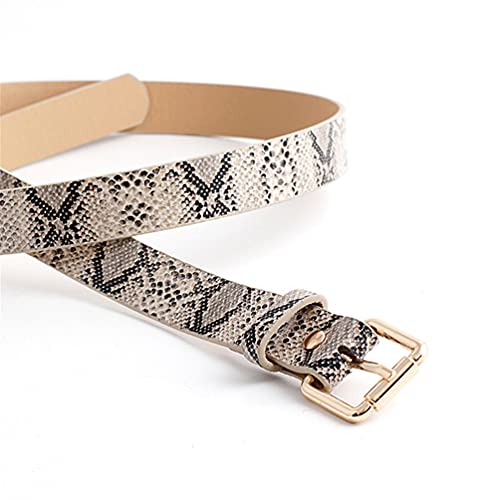 Women's Skinny Pu Leather Thin Waist Belts Snakeskin Embossed Vintage Casual Waist Belt With Metal Buckle for Jeans Dress2
