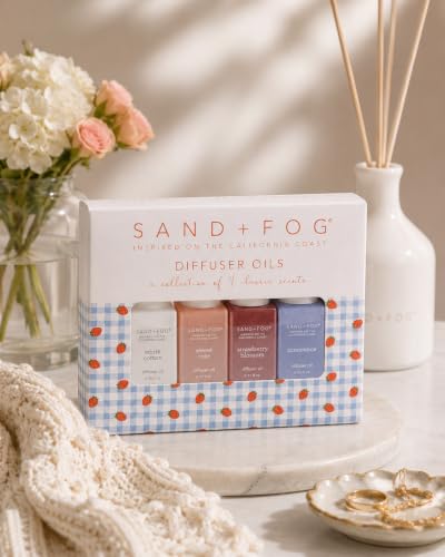 Image of Sand + Fog Diffuser Oils Gift Set, 4 Pack, 0.33 fl oz Each (Cotton, Rose, Strawberry, Innocence)