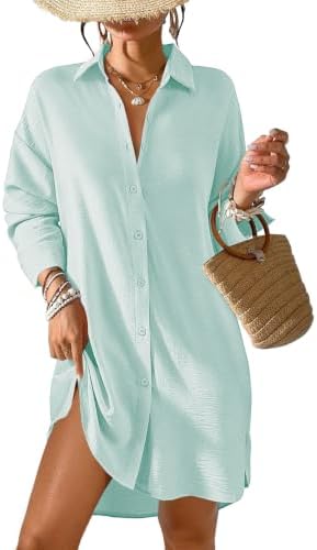 Tanmolo Damen Strandkleid Sommer Strandtunika Cover Up | Strandbluse, Strandhemd, Langer Schnitt, Leichtes Material, Strand und Urlaub
