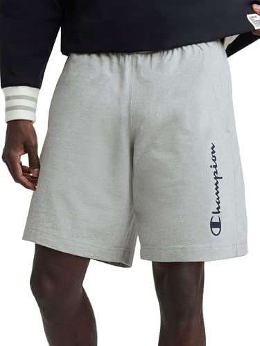 Image of Champion Men's Graphic Lounge Shorts, Standard Fit, 7 Inch Inseam, Script Logo, Lightweight 100% Cotton Jersey
