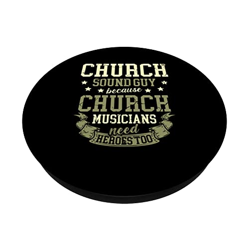 Church sound guy because church musicians need hereos too PopSockets Swappable PopGrip, Black - Image 2