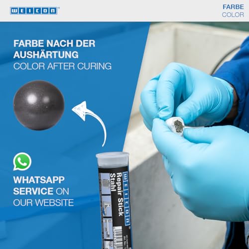 Image of WEICON Repair Stick Steel | 2-Component Adhesive Epoxy Resin Special Adhesive Fast and high-Strength Repair for Metal Parts, containers, etc |