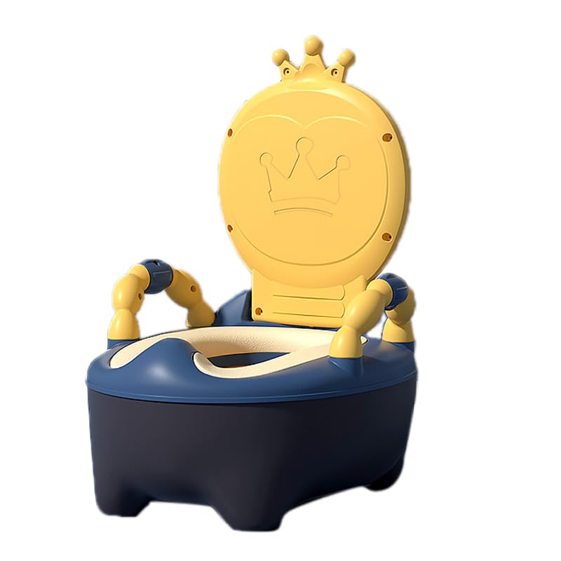 EMUKOEP Sedile WC per Bambini Cuscino Moderno Sedile Vasino Sicuro con Comodo Design Push and Pull del Cassetto (Giallo e Blu)