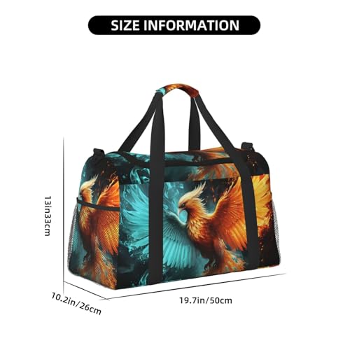 Fire And Water Phoenix Travel Duffel Bag Lightweight Waterproof Carry On Tote Bag Foldable Weekender Overnight Bags Sport Gym Bag For Women Men4