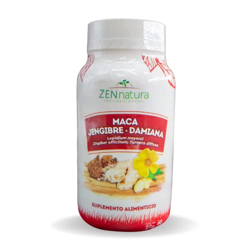Herbal Plus, ZEN NATURA, Maca con Jengibre y Damiana, Antioxidante, Mejora la concentración, Combate el estrés y el cansancio, Regulador hormonal, 60 cápsulas ZEN NATURA