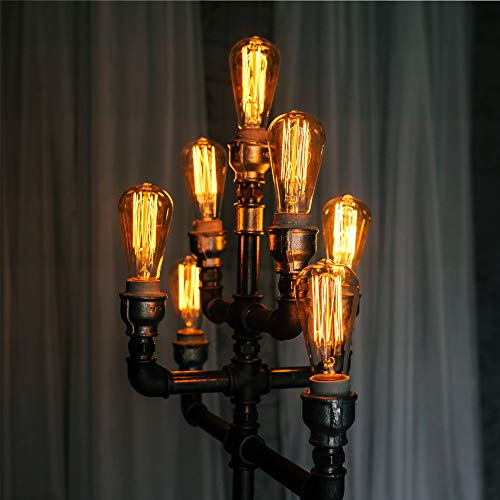 Newhouse Lighting St64Inc-6 St64 Vintage Light Bulb 6-Pack Edison Bulbs-St64 Incandescent Style 60 Watts-Dimmable, Medium (E26) Standard Base E27-Squirrel Cage, 6-Pack, 2.7, Amber #TOP2