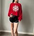 Nakater Women's Snowflake Christmas Graphic Crop Sweatshirt Funny Xmas Holiday Lantern Long Sleeve Pullover Tops(XL,02ARed)