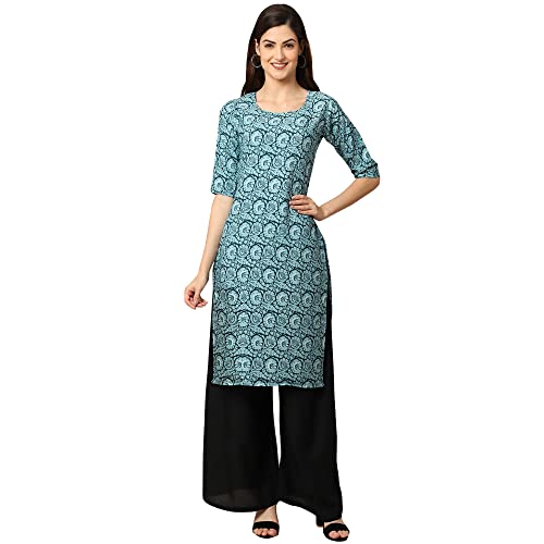 Image of Pinkmint Women's Crepe Grey Color Floral Printed Straight Kurti[NB-530357]