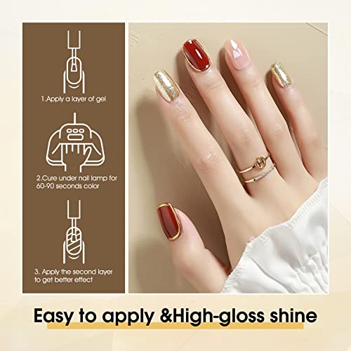 Image of CANNI Gold Gel Nail Polish, 1Pcs Glitter Gold Gel Polish Color High Gloss Soak Off U V Nail Manicure Salon DIY