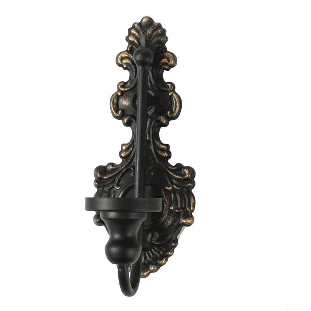 EcoLivzen Distressed Cast Iron Wall Candle Holder Vintage Taper Sconce for Living Room Kitchen Bathroom Hallway Decor(Black)