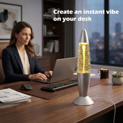 Image of KARP LED Motion Lamp with Multicolor Glitter Effect |USB & Battery Slot(Batteries Not Included)|Relaxing Decorative Night Lamp for Home, Office & Gifts (13.5 Inch Rocket Shap Lamp)