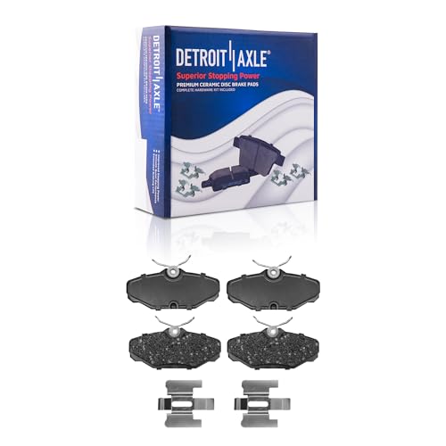 Image of Detroit Axle - Brake Pads for Ford Taurus 1994-2002, Mercury Sable 1994-2000, Lincoln Continental 1993-1994, Ceramic Brake Pads w /Hardware Front and Rear Replacement
