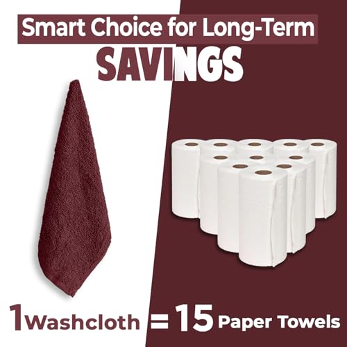 Image of DAN RIVER 24 Pack Wash Cloths for Showering [12x12] - 100% Cotton Washcloths Premium Quality Flannel Face Cloths for Bathroom, Highly Absorbent and Soft Feel Wash Clothes, Pomegranate
