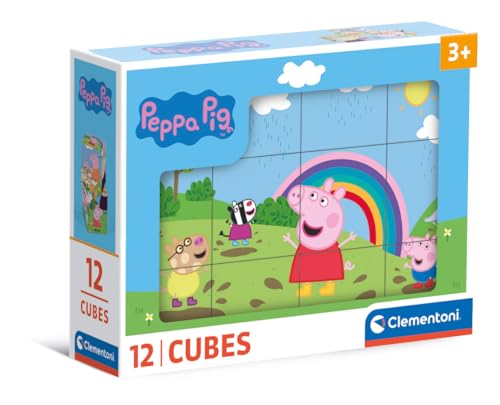 Clementoni Puzzle   Peppa Pig Un Paquete De 12 Cubos para Armar 6 Imágenes Distintas, Puzzle Infantil 3 5 Años De 12 Piezas, 41195
