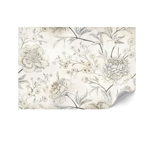 LUMASOUL Papier Peint Intissé 100x70 cm - Rustique Panoramique Tapisserie Murale Facile à Monter - Papiers Peints Modernes Pour le Salon & Chambre à Coucher - Crémeux