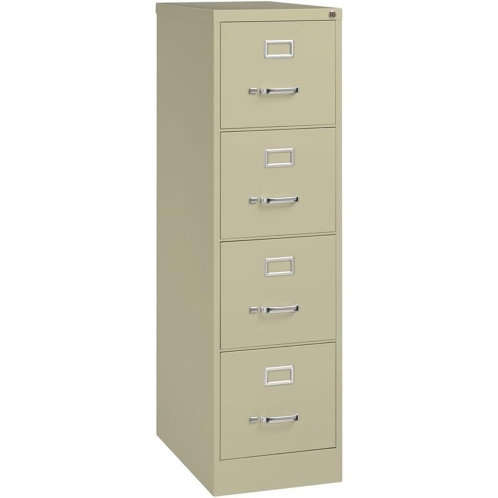 Pemberly Row 4 Drawers 52 Vertical Beige Metal Filing Cabinet Lockable Pre-Assembled Stationary Letter Size for Home Office