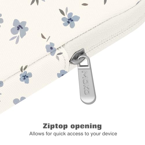 Image of MoKo 9-11 Inch Tablet Sleeve Bag Carrying Case Fits New 11inch iPad Air M4, iPad A16 2025, iPad Pro 11 M4, Air 5 /4 /3, iPad 10 /9 /8th Gen, Tab S8 /S9 11 inch, Tablet Carrying Case, Mint Blue Floral