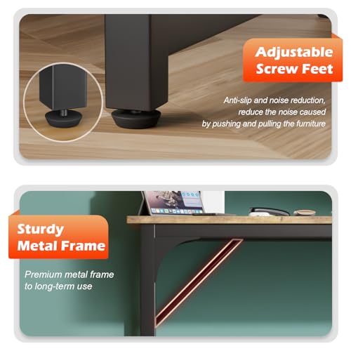 Image of PayLessHere 32 /39 /47 inch Computer Desk Study Writing Table, Adjustable feet, Modern Furniture for Home Office (1, Vintage, 39 inch)