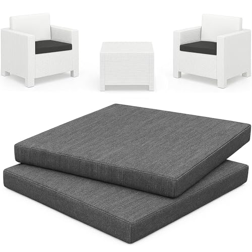 HAND 2 Cuscini da Esterno 53x50 cm, Alto 5 cm - per Sedie da Giardino - Seduta Imbottita, Morbida e Resistente - Cuscini per Arredo Esterni, Salottini Rattan, 100% Cotone, Made in Italy (Antracite)