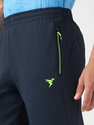 Image of TECHNOSPORT Mens Polyester Slim Fit Activewear Track Pant with SPF50+ for Running, Workout Wear Antimicrobial & Quick Dry