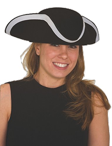 Jacobson Hat Company Adult Black Wool Felt Tricorn Three-Cornered Costume Hat S/M