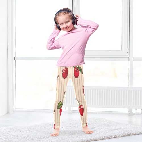 Bolaz Toddler Girls Leggings Printed Yoga Pants Leggings Striped Cherries for Kids4