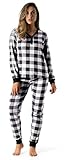 #followme Buffalo Plaid 2 Piece Base Layer Thermal Underwear Set for Women 6372-10195-NEW-WHT-S