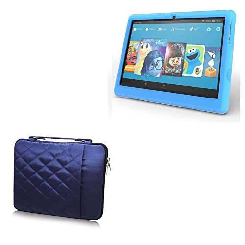 BoxWave Case Compatible with Paxodo Kids Tablet PXD10069 (10 in) - Quilted Carrying Bag, Soft Synthetic Leather Cover w/Diamond Design - Navy