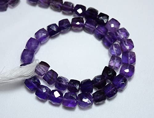 LKBEADS Koraliki z ametystu, zacienione koraliki fasetowane z ametystu, kamień szlachetny do biżuterii, koraliki o szlifie 7,5 mm, 30 cm pełny sznur