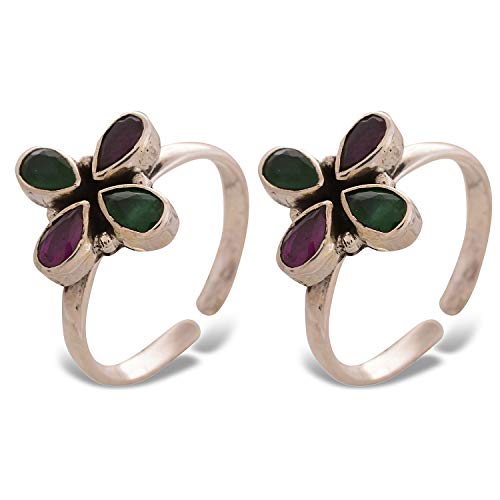 Peen Zone We Deliver The Actual Jewelry Women's 92.5-925 Sterling Emerald Ruby Toe Ring Leg Finger Rings Silver #TOP24