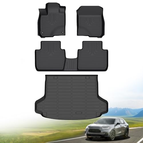 Hutisya-Floor Mats & Cargo Liner Set Fit for Honda HR-V 2023-2026 & HR-V Hybrid 2023-2026 All Weather Protection Anti-Slip & Durable TPE Full Set Liners Automotive Accessories-Black