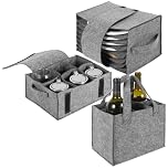 3-Pack Campervan Plate Holder Felt Caravan Mug Storage Box Camping Dinnerware Storage Container Campervan Storages Ideas for Plate, Cup, Wine Bottle for Protecting Motorhome Cupboard Kitchen Cookware